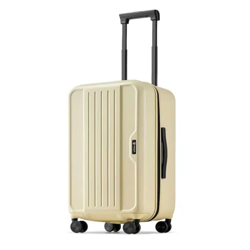 GinzaTravel Trunk Spinner Luggage PC Hardside Luggage with Double Spinner Wheels, Lightweight Travel Suitcase Set with TSA Lock and foldable cup holder Burst Resistant Zipper, Light yellow,