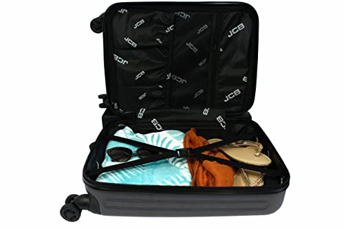 JCB - Lightweight Hard Shell Suitcase Set - Includes 20", 24" & 28" Cases - 360 Degree Spinner Wheels - ABS Polycarbonate Hard Shell - Luggage Bags for Travel - Grey