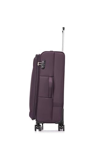 ATX Luggage Medium Suitcase Expandable Durable Lightweight Suitcase with 4 Dual Spinner Wheels and Built-in 3 Digit Combination Lock (Plum/Beige, 25 Inches, 86 Liter)