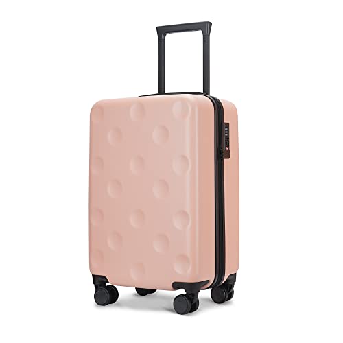 GinzaTravel Fashion Trend Bright Color PC+ABS Luggage TSA Combination Lock Spinner Wheels (Cheese series), Pink(Circle), Anti-scratch Lightweight Spinner Suitcase,universal Wheel,fashion