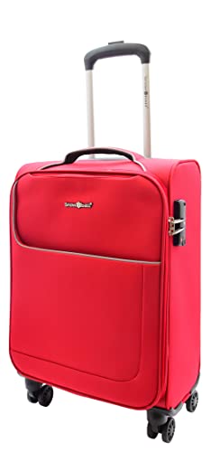 House Of Leather Cabin Size Suitcase Four Wheel Luggage HL22 Red