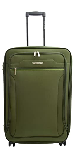 House Of Leather Medium Size Suitcase Four Wheel Expandable Luggage Cosmic Khaki