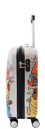 House Of Leather Cabin Size Suitcase Cartoon Print Hard Shell Four Wheel Luggage