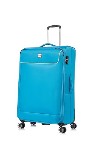ATX Luggage Large Suitcase Expandable Durable Lightweight Suitcase with 4 Dual Spinner Wheels & Built-in TSA Lock (Blue/Yellow, 29 Inches, 110 Liters)