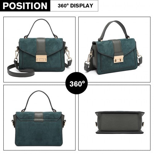 Miss Lulu Matte Leather Midi Handbag - Green