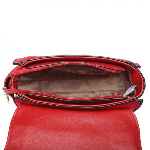 Miss Lulu Matte Leather Midi Handbag - Red