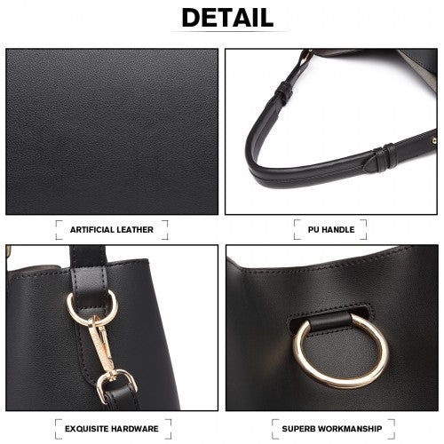 Lulu 2 Piece Bucket Tote Bag Set - Black