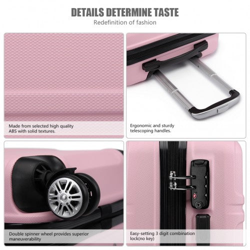 Kono ABS Sculpted Horizontal Design 28 Inch Suitcase - Pink