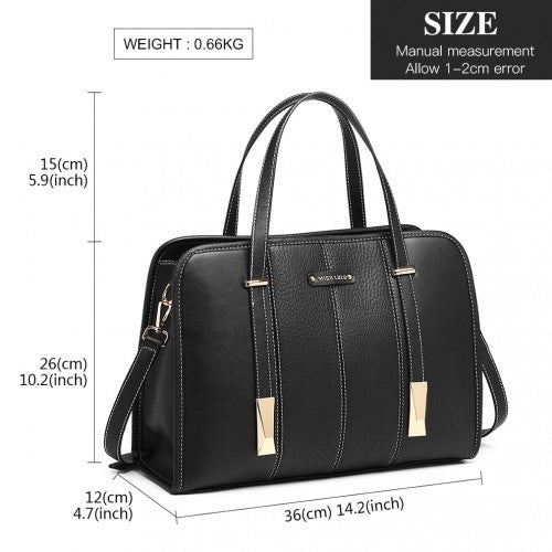 Miss Lulu Structured Panel Shoulder Bag - Black