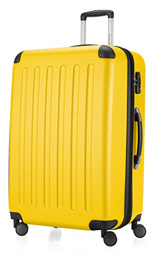HAUPTSTADTKOFFER - Spree - Set of 3 Hard-side Luggages Glossy Suitcase Hardside Spinner Trolley Expandable (S, M & L) TSA, Yellow
