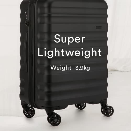 ANTLER - Medium Suitcase - Clifton Luggage - Size Medium, Black - 83L, Lightweight Suitcase for Travel & Holidays - Luggage with 4 Wheels, Expandable Zip, Twist Grip Handle - TSA Approved Locks