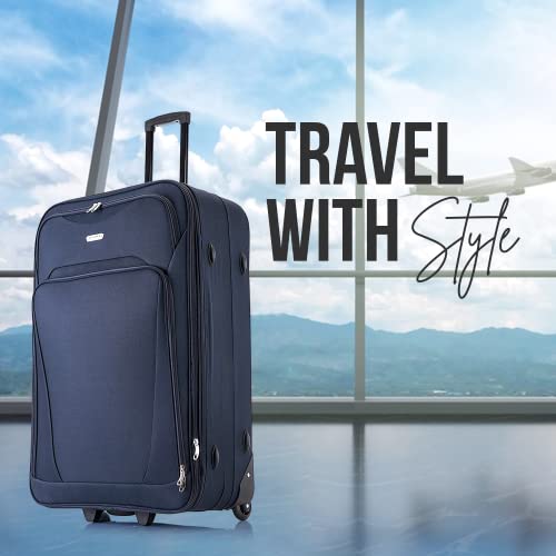 FLYMAX 55x35x20 55x40x20 Cabin Suitcase Luggage Hand Carry on Case Flight Bag Suitcase Travel Fits Fits Easyjet, Ryanair, Flybe, British Airways & Jet 2