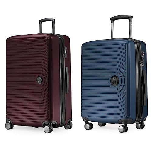 Hauptstadtkoffer MITTE - Large Check-in Trolley, Hard Shell Suitcase with Extension, TSA, 76 cm, 130 L, Burgundy & Mitte - Hard-Shell Suitcase Hand Luggage 53 x 35.5 x 21.5 Light, Dark Blue
