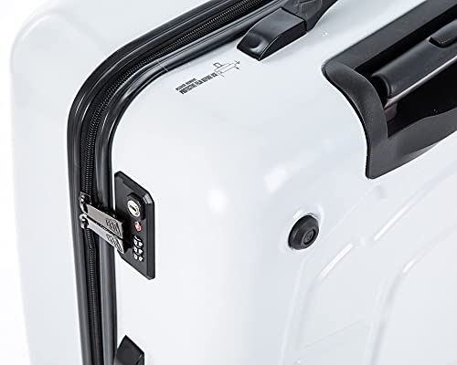 JCB - Loadall Hard Shell Suitcase, 28" - Large - Built-in TSA Suitcase Locks, 360 Degree Spinner Wheels - Made with ABS Polycarbonate Hard Shell - Flight Case - Luggage Bags for Travel - White