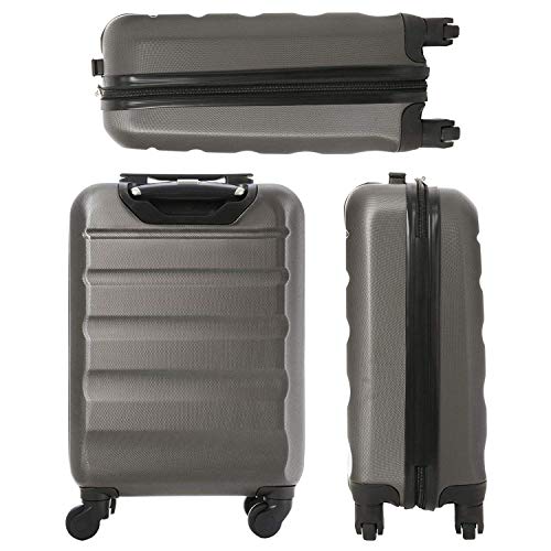 Aerolite 55x35x20cm Lightweight ABS Hard Shell Travel Carry On Cabin Hand Luggage Suitcase - Set of 2