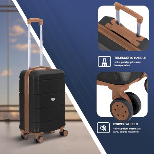 LUGG 20 Inch Jetset Lightweight Travel Carry On Suitcase, ABS, Water Resistant & TSA Lock - Easyjet Overhead (48x36x20cm)