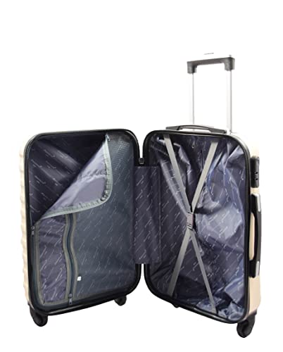 House Of Leather Cabin Size Four Wheel Suitcase Hard Shell Luggage Conney (Off White, Cabin)