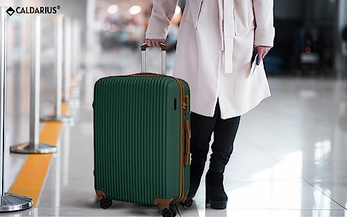 CALDARIUS Suitcase Large & Medium | Suitcase Set | Combination Lock | Travel Bag | Dual Spinner Wheels | Luggage | Lightweight | Hard Shell (Olive, Medium 24" + Large 28")