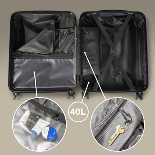 Cabin Max Anode Cabin Suitcase 55x40x20 Built in Lock, Lightweight, Hard Shell, 4 Wheels, Suitable for Ryanair, Easyjet, Jet 2 Paid Carry on (Endless Sea, 55 x 40 x 20 cm)