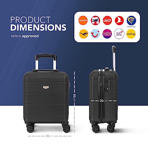 Lugg Jetset Lightweight Travel Cabin Bag Luggage Set, Carry-on Approved Suitcase, ABS Shell Protection, Water Resistant & Secure Locking System - Easyjet, British Airways, TUI & More