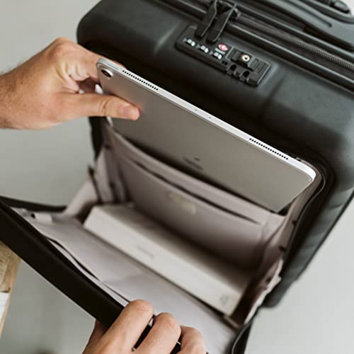 ANTLER - Cabin Suitcase - Clifton Luggage - Size Cabin with Pocket Suitcase, Black - 56x35x23, Lightweight Suitcase for Travel & Holidays - Carry On Suitcase with 4 Wheels - TSA Approved Locks