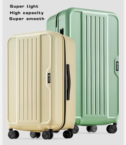 GinzaTravel Trunk Spinner Luggage PC Hardside Luggage with Double Spinner Wheels, Lightweight Travel Suitcase Set with TSA Lock and foldable cup holder Burst Resistant Zipper, Light yellow,