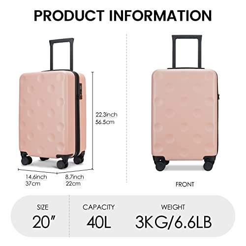 GinzaTravel Fashion Trend Bright Color PC+ABS Luggage TSA Combination Lock Spinner Wheels (Cheese series), Pink(Circle), Anti-scratch Lightweight Spinner Suitcase,universal Wheel,fashion