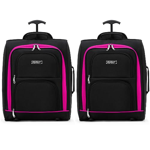 Flight Knight Set of 2 Carry On Cabin Suitcase easyJet Underseat Approved 2 Wheels Lightweight Bag Ideal for Airline Travel 45x36x20cm