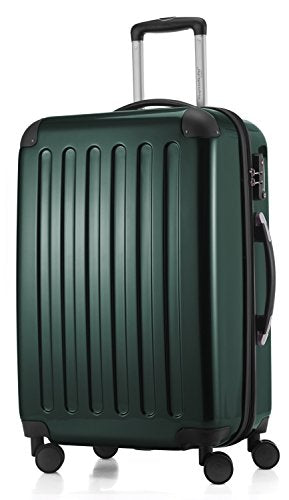 HAUPTSTADTKOFFER - Alex - Luggage Suitcase Hardside Spinner Trolley 4 Wheel Expandable, 65cm, TSA, dark green