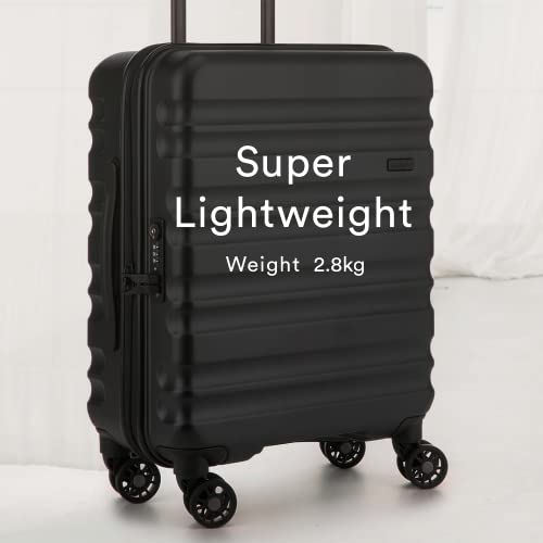 ANTLER - Cabin Suitcase - Clifton Luggage - Size Cabin, Black - 20x40x55, Lightweight Suitcase for Travel & Holidays - Spinner Carry On Suitcase with 4 Wheels & Twist Grip Handle - TSA Approved Locks