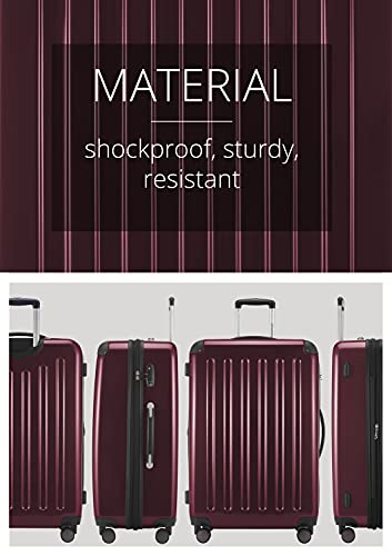 HAUPTSTADTKOFFER - Alex - Set of 3 Hard-side Luggages Trolley Suitces Expandable, TSA, (S, M & L), burgundy