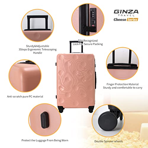 GinzaTravel Fashion Trend Bright Color PC+ABS Luggage TSA Combination Lock Spinner Wheels (Cheese series), Pink(Circle), Anti-scratch Lightweight Spinner Suitcase,universal Wheel,fashion