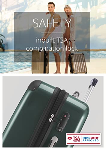HAUPTSTADTKOFFER - Alex - Luggage Suitcase Hardside Spinner Trolley 4 Wheel Expandable, 65cm, TSA, dark green