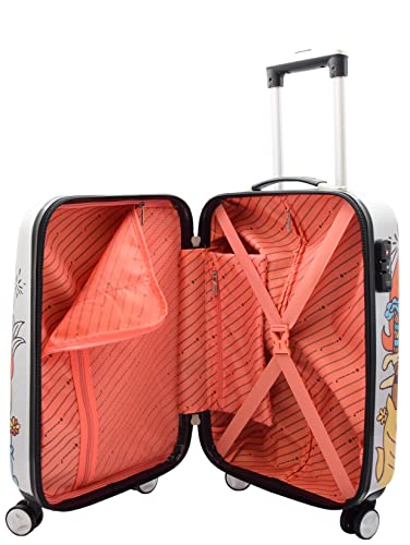 House Of Leather Cabin Size Suitcase Cartoon Print Hard Shell Four Wheel Luggage