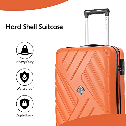 ATX Luggage Extra Large Suitcase Expandable Durable ABS Hard Shell Suitcase with 4 Dual Spinner Wheels and Built-in 3 Digit Combination Lock (Orange, 32 Inches,173 Liter)