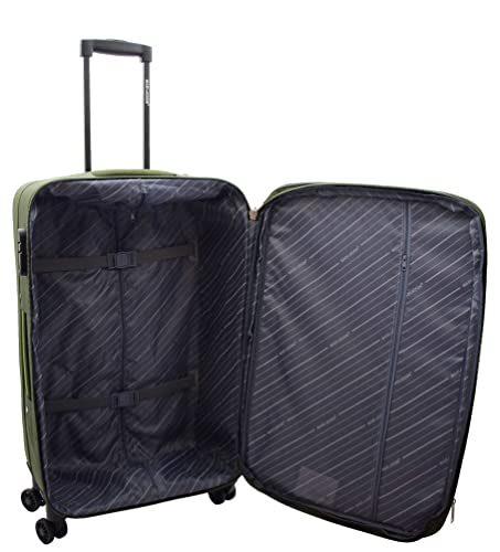 House Of Leather Medium Size Suitcase Four Wheel Expandable Luggage Cosmic Khaki