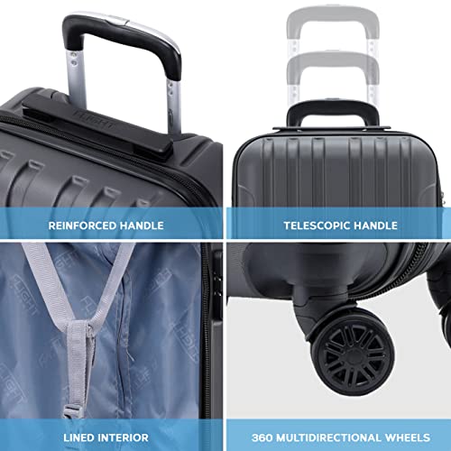 Flight Knight Premium Set of 3 Suitcases - 4 Double Wheels - Built-in TSA Approved Lock - Lightweight ABS Hard Shell Carry On Or Check in Luggage - Highly Durable - Approved for Over 100 Airlines