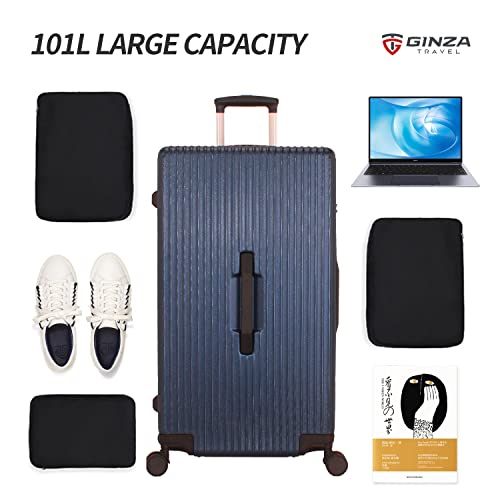 GinzaTravel PC material business fashion 28" suitcase with TSA customs lock, Pc Material Business Fashion 28" Suitcase With Tsa Customs Lock, Spinner Wheels