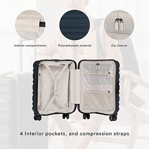 ANTLER - Cabin Suitcase - Clifton Luggage - Size Cabin, Navy - 20x40x55, Lightweight Suitcase for Travel & Holidays - Spinner Carry On Suitcase with 4 Wheels & Twist Grip Handle - TSA Approved Locks