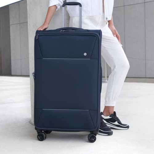 ANTLER - Large Suitcase - Brixham Luggage - Size Large Navy - 88L, Super Lightweight Suitcase - Carry On Suitcase for Travel & Holidays with 4 Wheels - Expandable Zip & Pockets - TSA Approved Locks