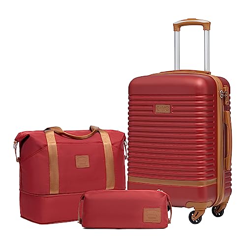 COOLIFE Suitcase Trolley Carry On Hand Cabin Luggage Hard Shell Travel Bag Lightweight with TSA Lock,The Suitcase Included 1pcs Travel Bag and 1pcs Toiletry Bag