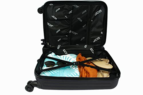 JCB - Lightweight Hard Shell Suitcase Set - Includes 20", 24" & 28" Cases - 360 Degree Spinner Wheels - ABS Polycarbonate Hard Shell - Luggage Bags for Travel - Black