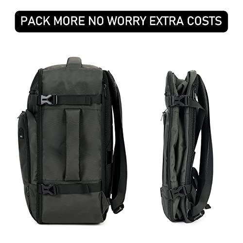 ECOHUB Easyjet Cabin Bag 45x36x20 Underseat Bag with Clear Toiletry Bag Travel Backpack Large Front Organizational Pocket Hand Luggage Recycled PET Eco Friendly Carry On Bag for Women & Men 30L Grey