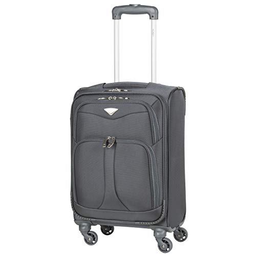 Flight Knight Lightweight 4 Wheel 800D Soft Case Suitcases Maximum Size for Virgin Atlantic, Delta Airlines Cabin Carry On Hand Luggage Approved for 67 Airlines Including easyJet, BA & Many More!