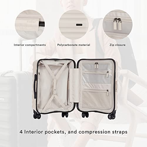 ANTLER - Cabin Suitcase - Clifton Luggage - Size Cabin, Taupe - 20x40x55, Lightweight Suitcase for Travel & Holidays - Spinner Carry On Suitcase with 4 Wheels & Twist Grip Handle - TSA Approved Locks