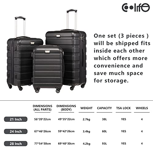 COOLIFE Suitcase Trolley Carry On Hand Cabin Luggage Hard Shell Travel Bag Lightweight with TSA Lock and 2 Year Warranty Durable 4 Spinner Wheels (Lemon Yellow, S(56cm 38L))