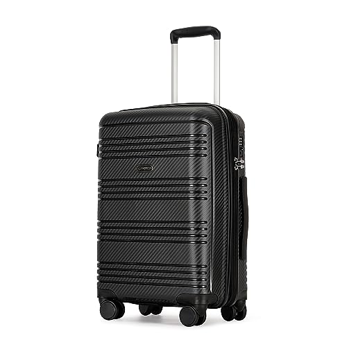 GinzaTravel 3-piece sets luggage with scratch-resistant PP material, expandable(all 20 25 29 Super light, large-capacity double seal suitcase, Black color, Carry-On 20-Inch, Lightweight Luggage Tsa