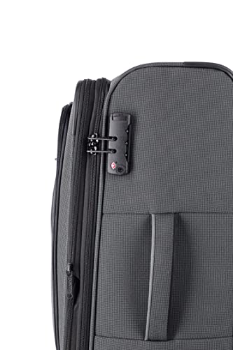 paklite 4-wheel carry-on soft luggage suitcase cabin size S, TSA lock, DERBY luggage series: stylish trolley in two-tone look, 55cm, 41 litres