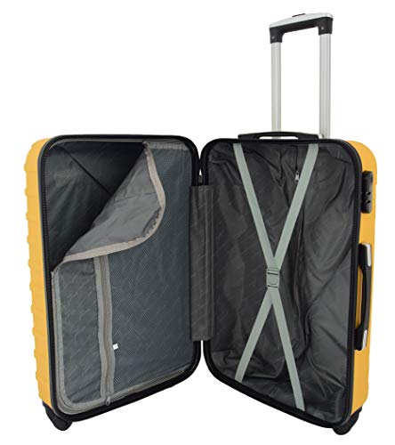 House Of Leather Medium Size Suitcase Hard Shell Four Wheel Luggage Conney Yellow