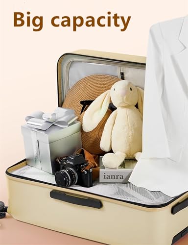 GinzaTravel Trunk Spinner Luggage PC Hardside Luggage with Double Spinner Wheels, Lightweight Travel Suitcase Set with TSA Lock and foldable cup holder Burst Resistant Zipper, Light yellow,